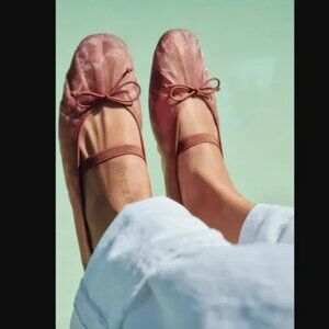 NWT ZARA MESH BOW FLATS SALMON PINK